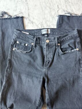 AGOLDE Black Straight Leg Jeans Size 28 High Rise Raw Hem Denim
